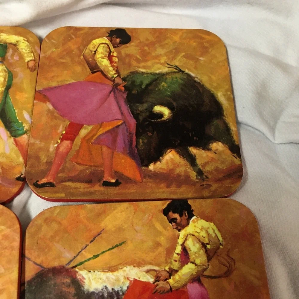 Bullfighter Coasters Set of 6 Bull Spanish Toreador Spain 4